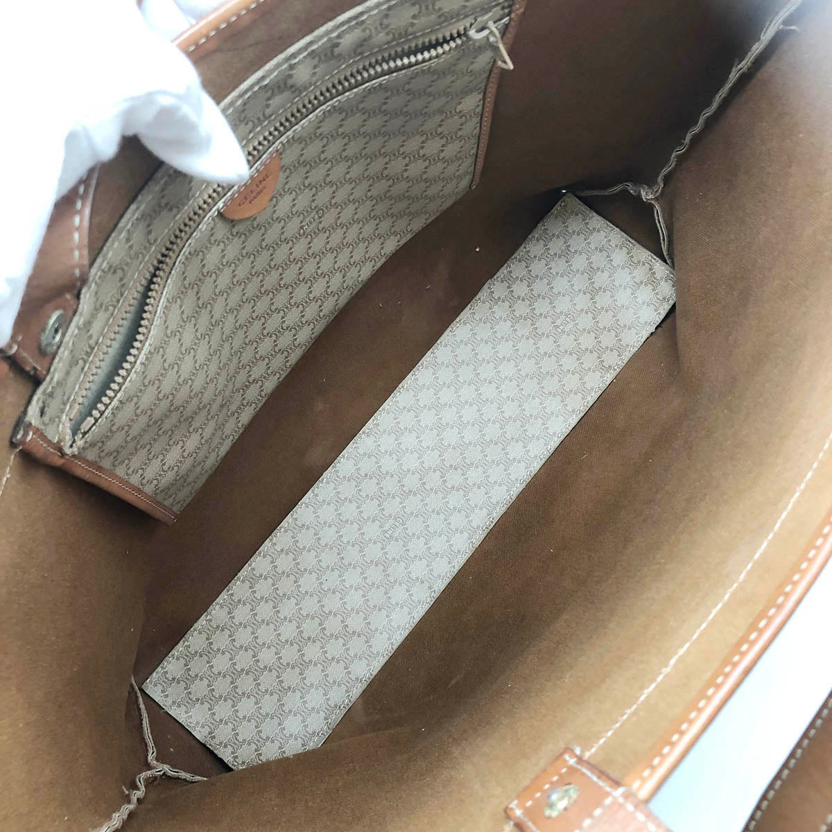 Celine M10 Macadam Big Tote Bag PVC Beige/Brown Pre-owned