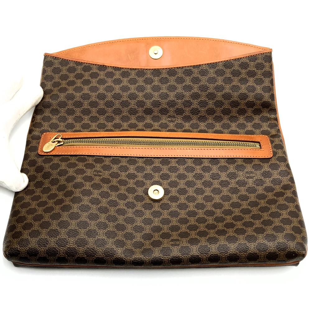 CELINE DM91 Clutch Bag, Second Bag, Pouch, Macadam PVC Leather, Brown, Women's & Men's Fashion PRE-OWNED
