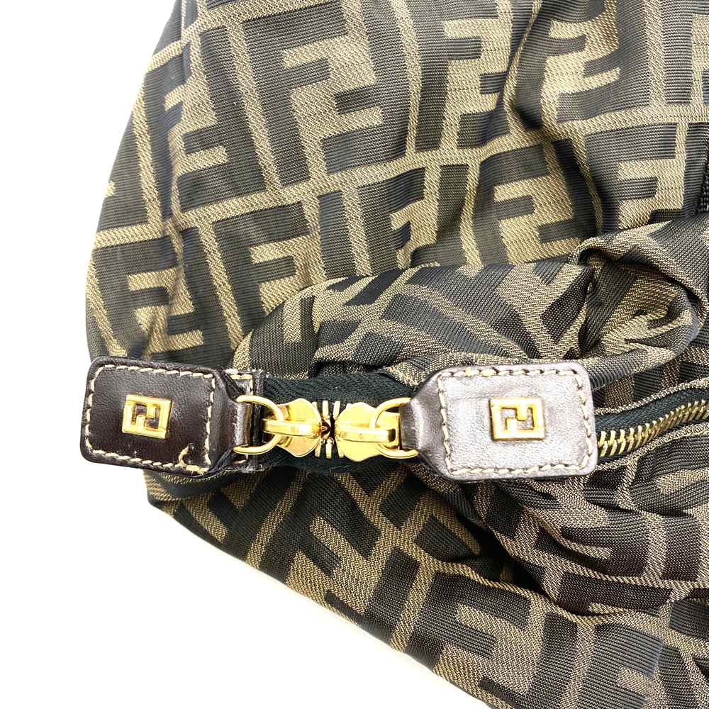 Fendi Zucca Boston Bag Nylon Brown Pre-owned