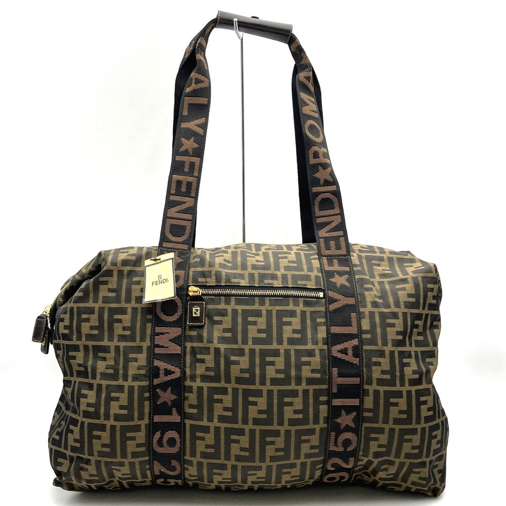 Fendi Zucca Boston Bag Nylon Brown Pre-owned