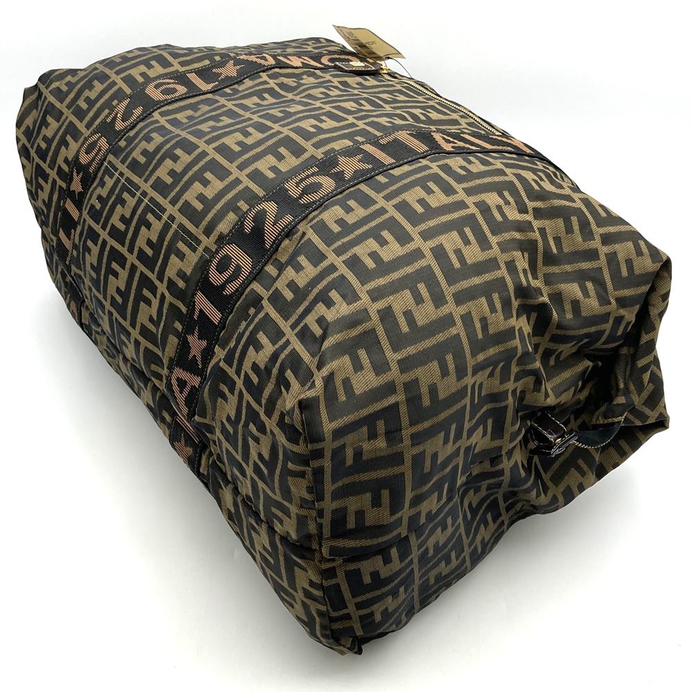 Fendi Zucca Boston Bag Nylon Brown Pre-owned