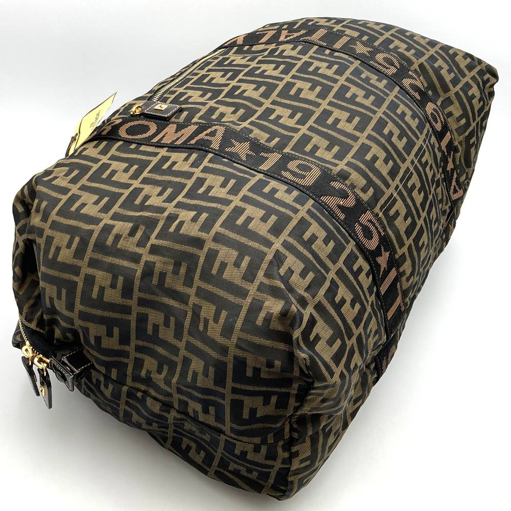 Fendi Zucca Boston Bag Nylon Brown Pre-owned