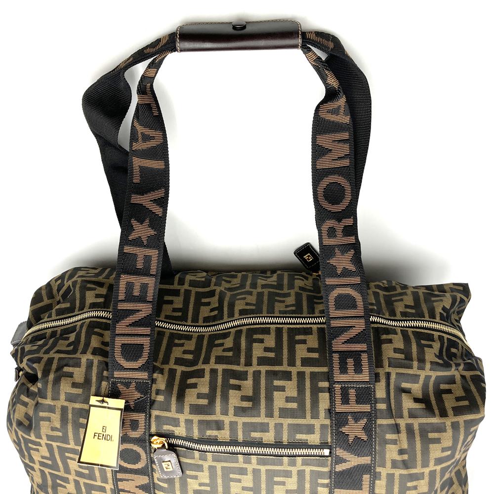Fendi Zucca Boston Bag Nylon Brown Pre-owned