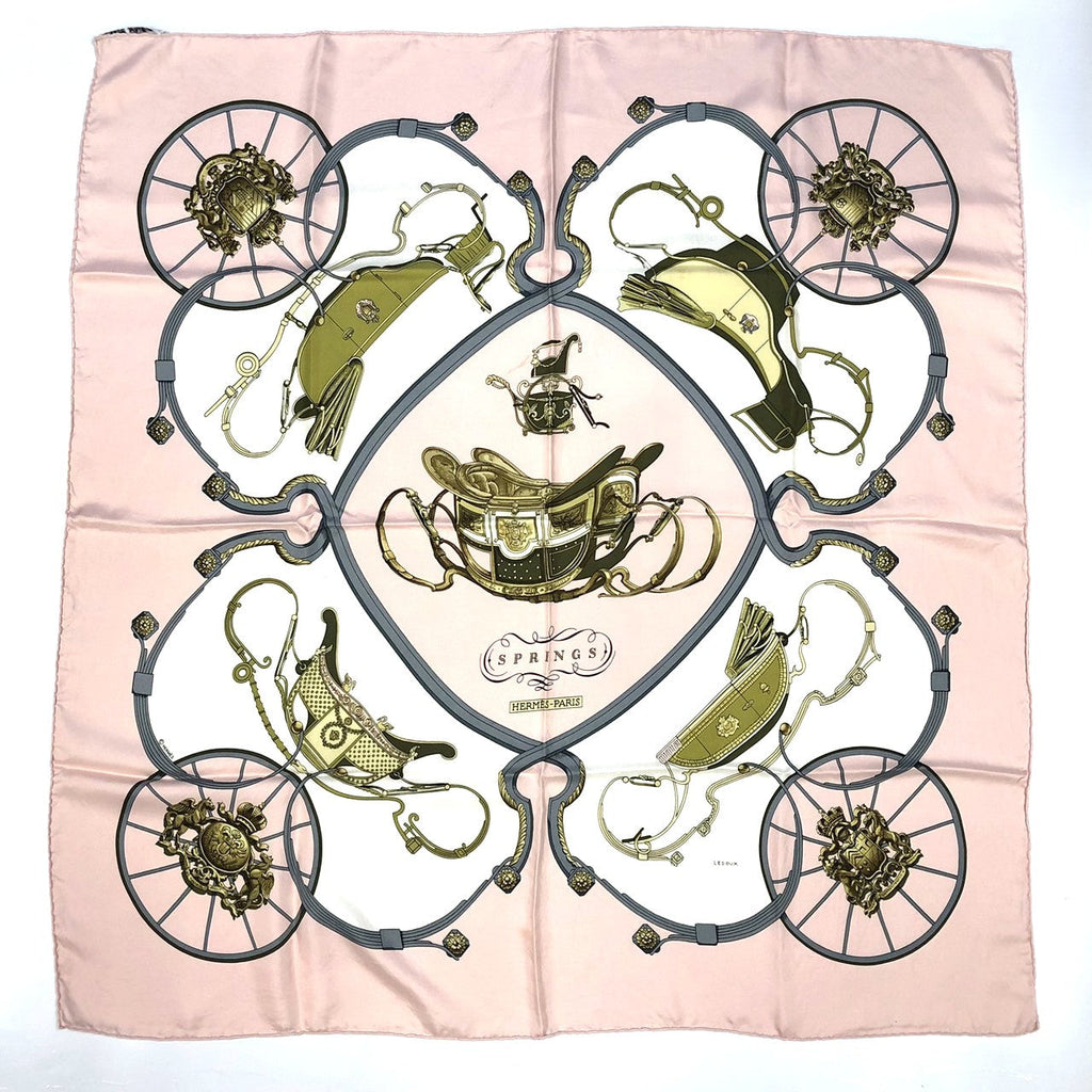 HERMES Carre 90 SPRINGS Scarf, Silk, Pink, Women's PRE-OWNED