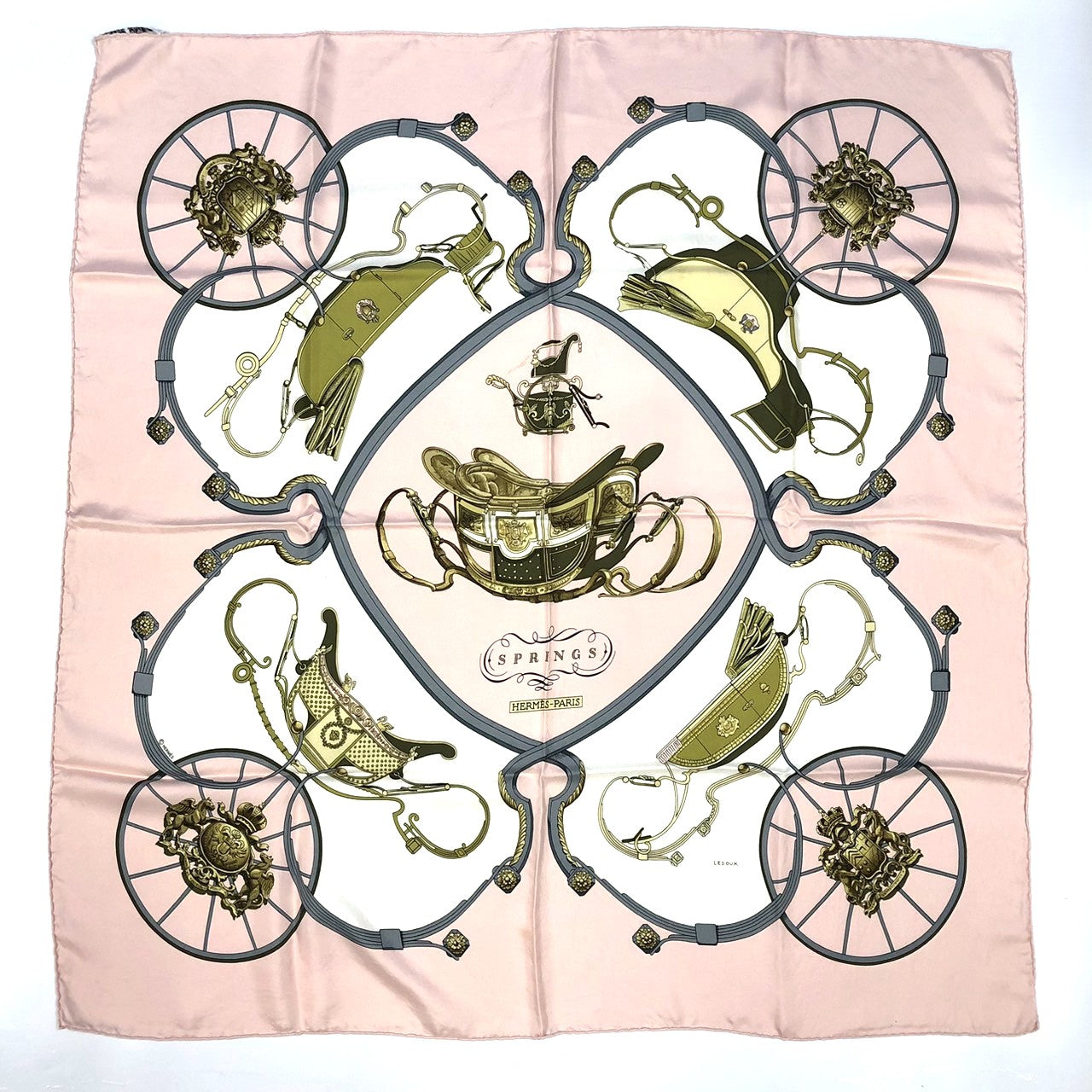 HERMES Carre 90 SPRINGS Scarf, Silk, Pink, Women's PRE-OWNED