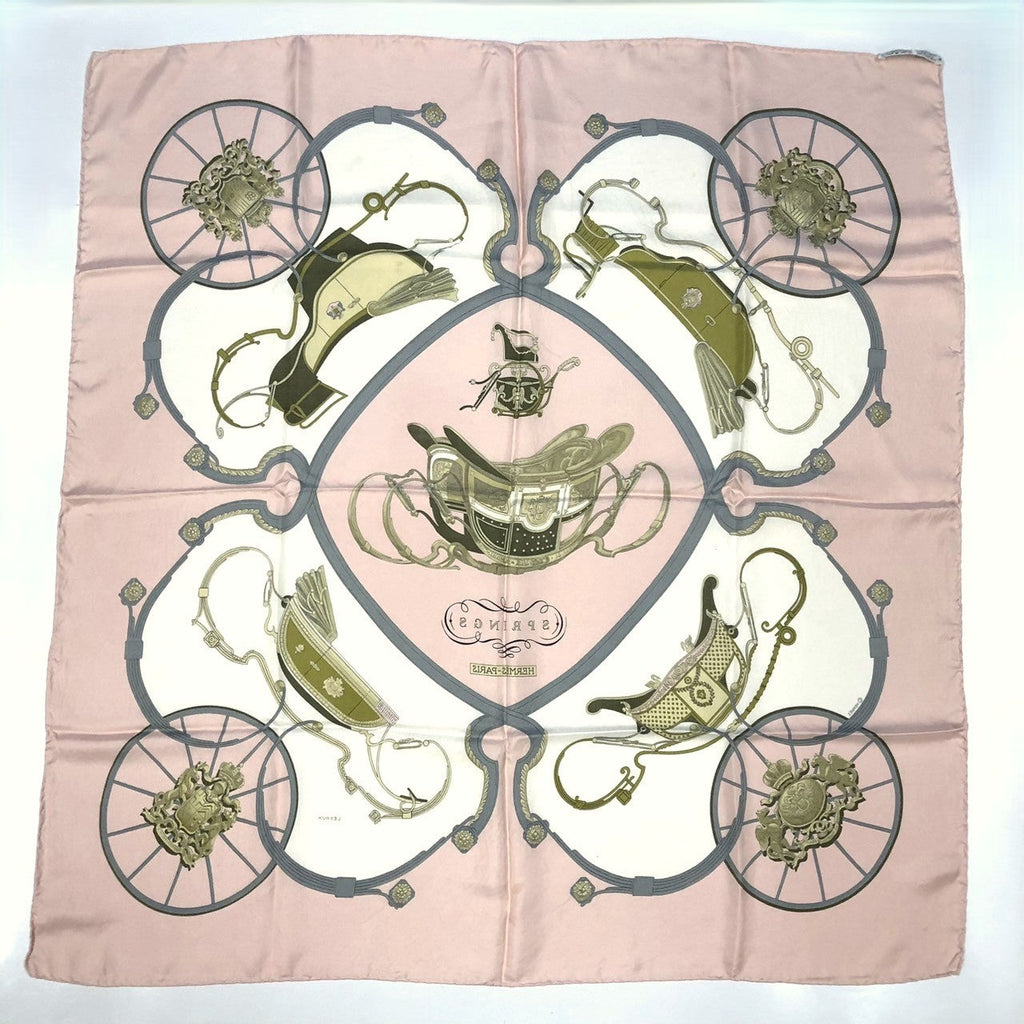 HERMES Carre 90 SPRINGS Scarf, Silk, Pink, Women's PRE-OWNED