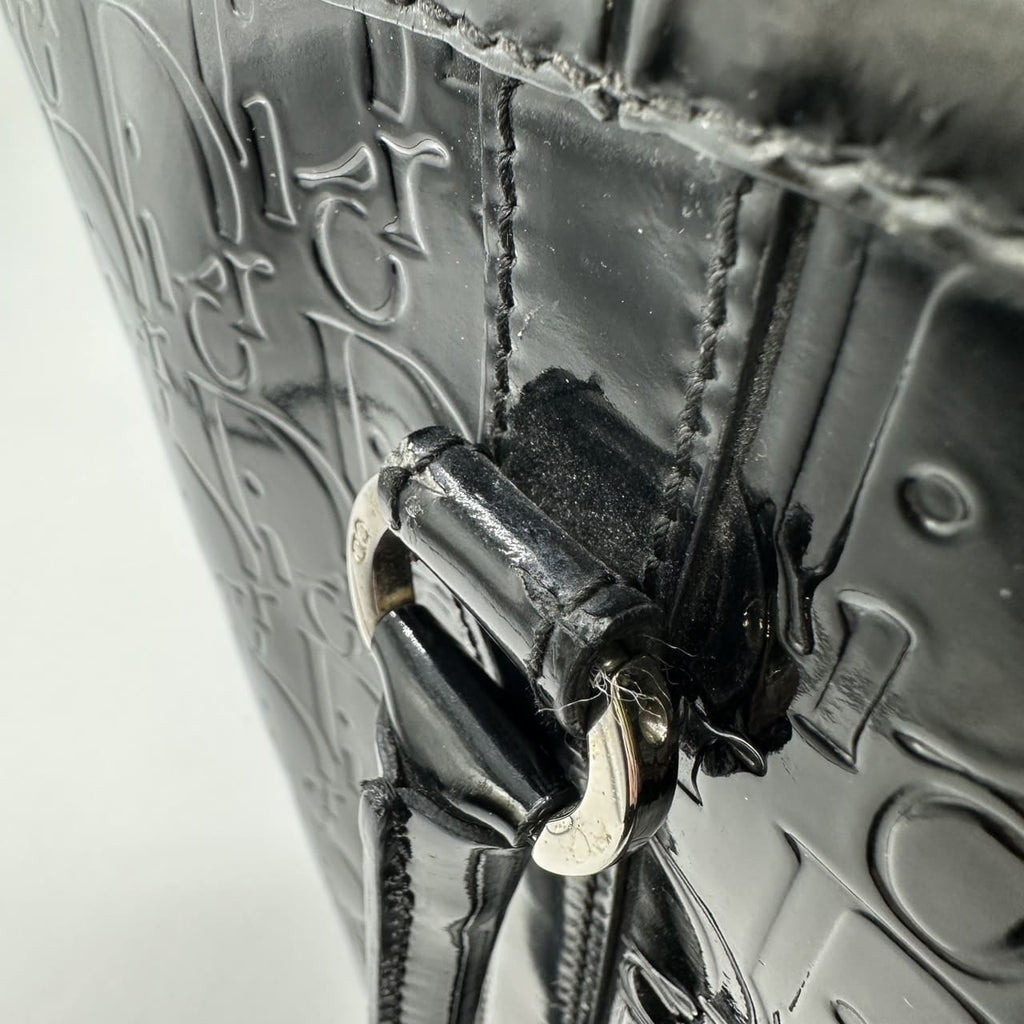 Dior Ultimate Trotter Tote Bag Handbag Patent Enamel Leather Black Women's PRE-OWNED