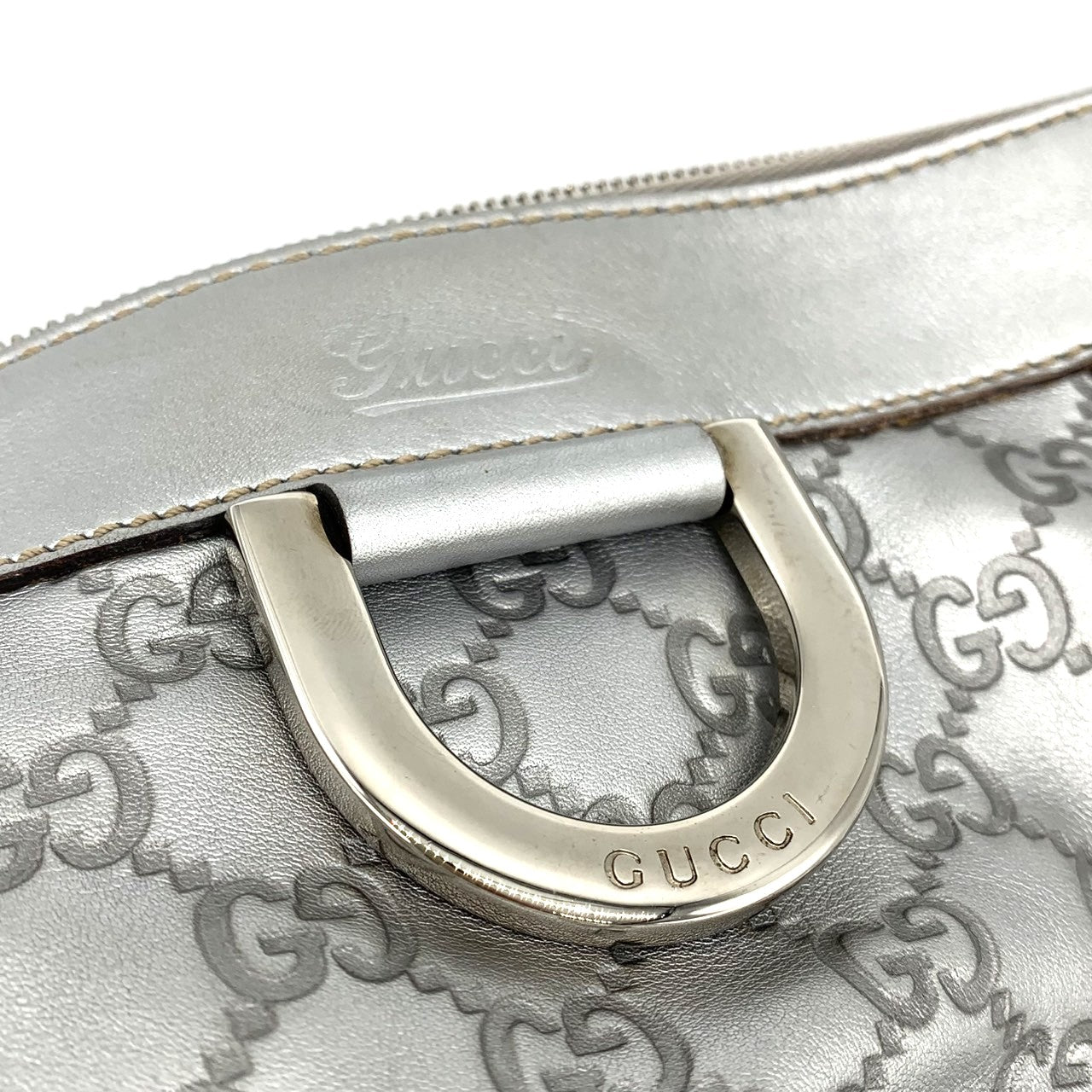 Gucci 203257 Abby Shoulder Bag Guccissima Leather Silver Pre-owned