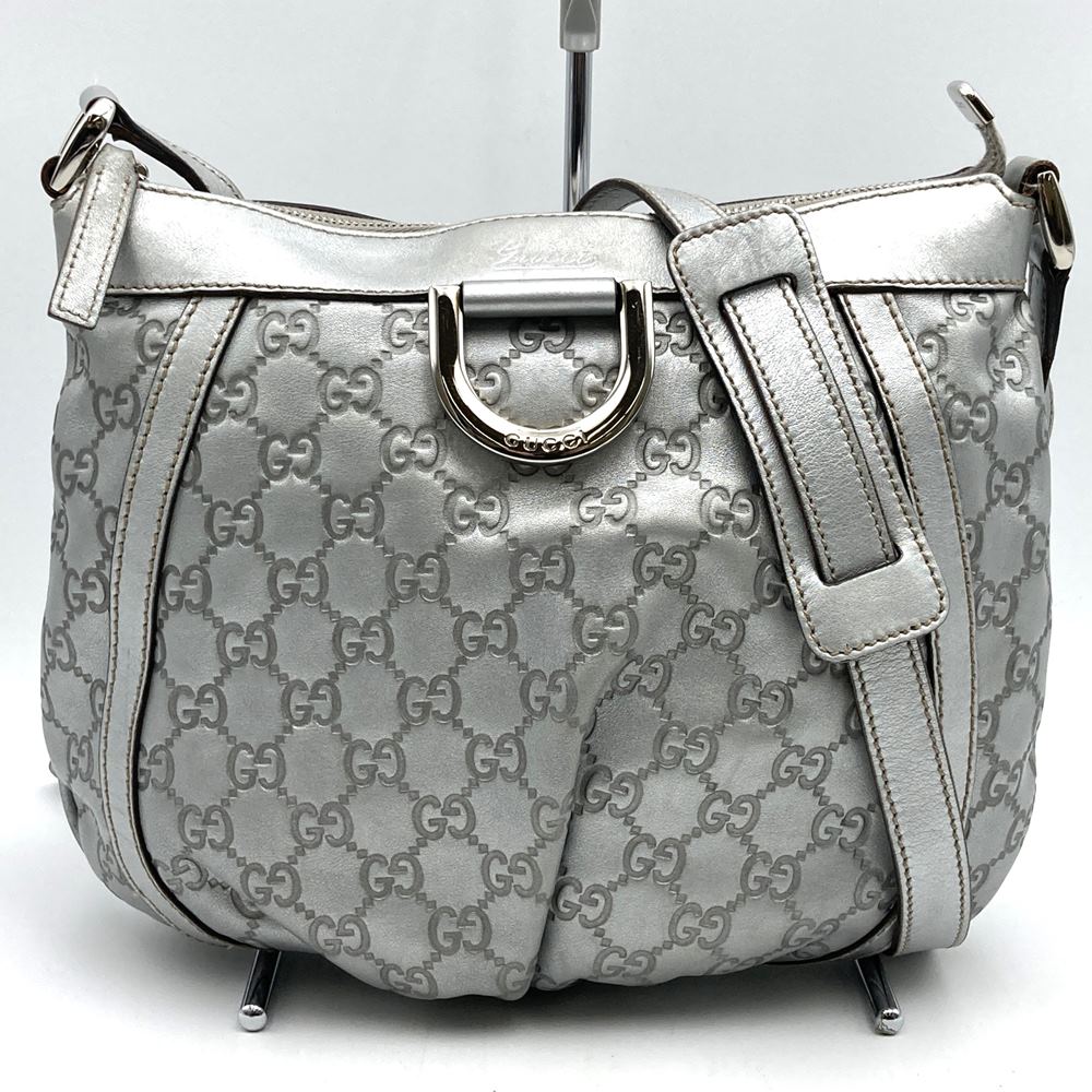 Gucci 203257 Abby Shoulder Bag Guccissima Leather Silver Pre-owned