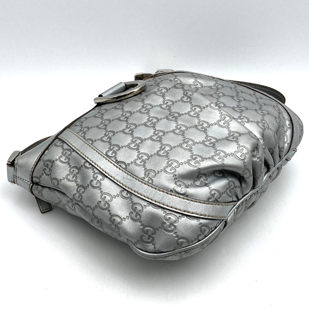 Gucci 203257 Abby Shoulder Bag Guccissima Leather Silver Pre-owned