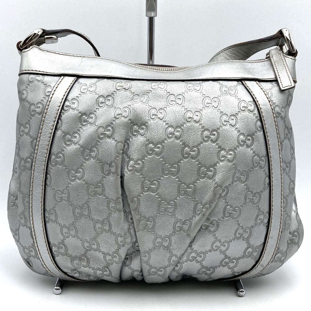 Gucci 203257 Abby Shoulder Bag Guccissima Leather Silver Pre-owned