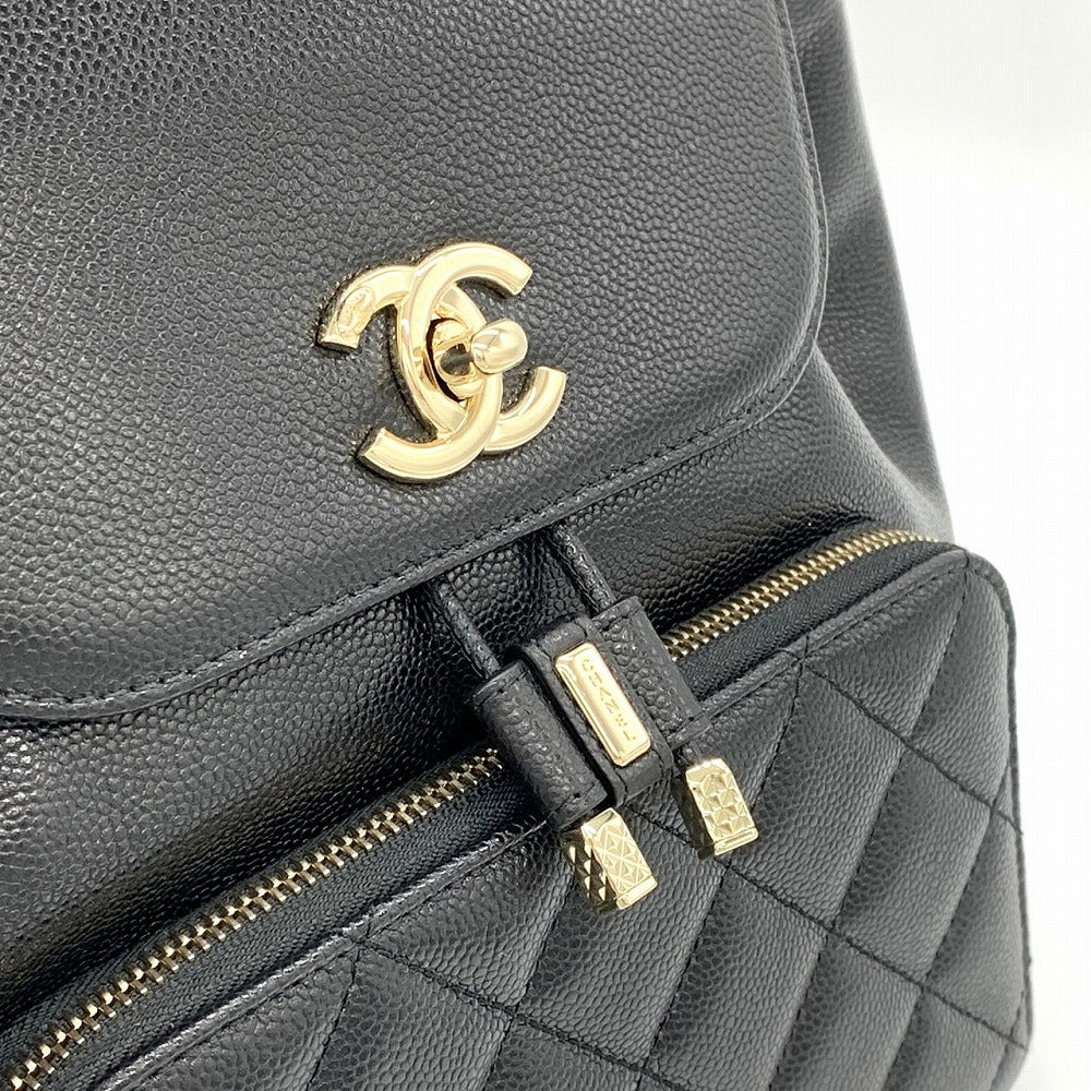 Chanel Matelassé Coco Mark Backpack Caviar Leather Black Pre-owned