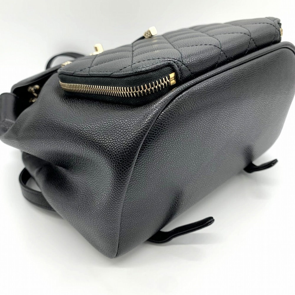 Chanel Matelassé Coco Mark Backpack Caviar Leather Black Pre-owned