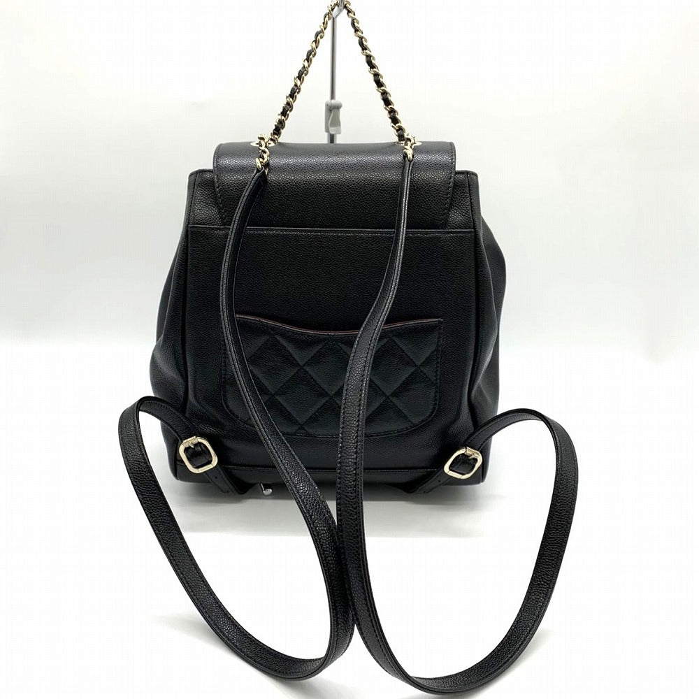 Chanel Matelassé Coco Mark Backpack Caviar Leather Black Pre-owned