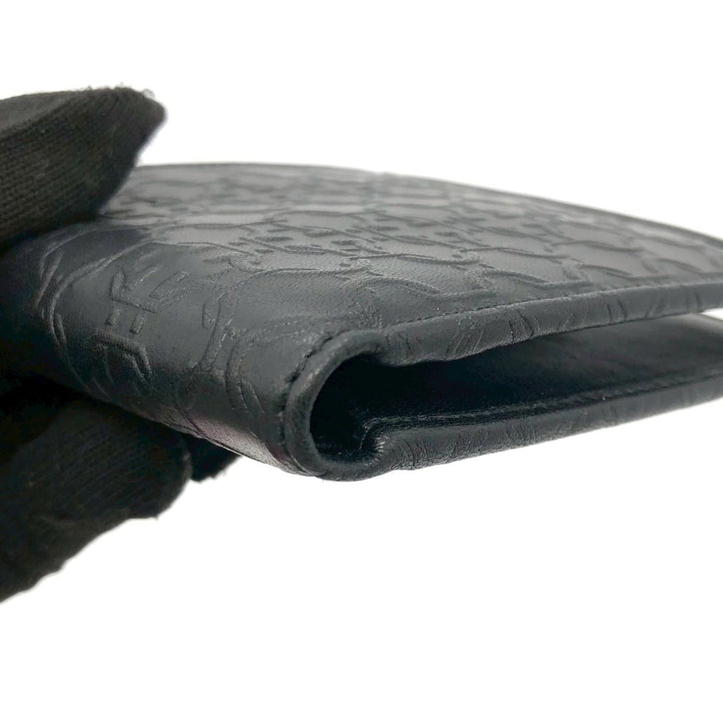 Salvatore Ferragamo Gancini Bi-fold Wallet Leather Black Pre-owned