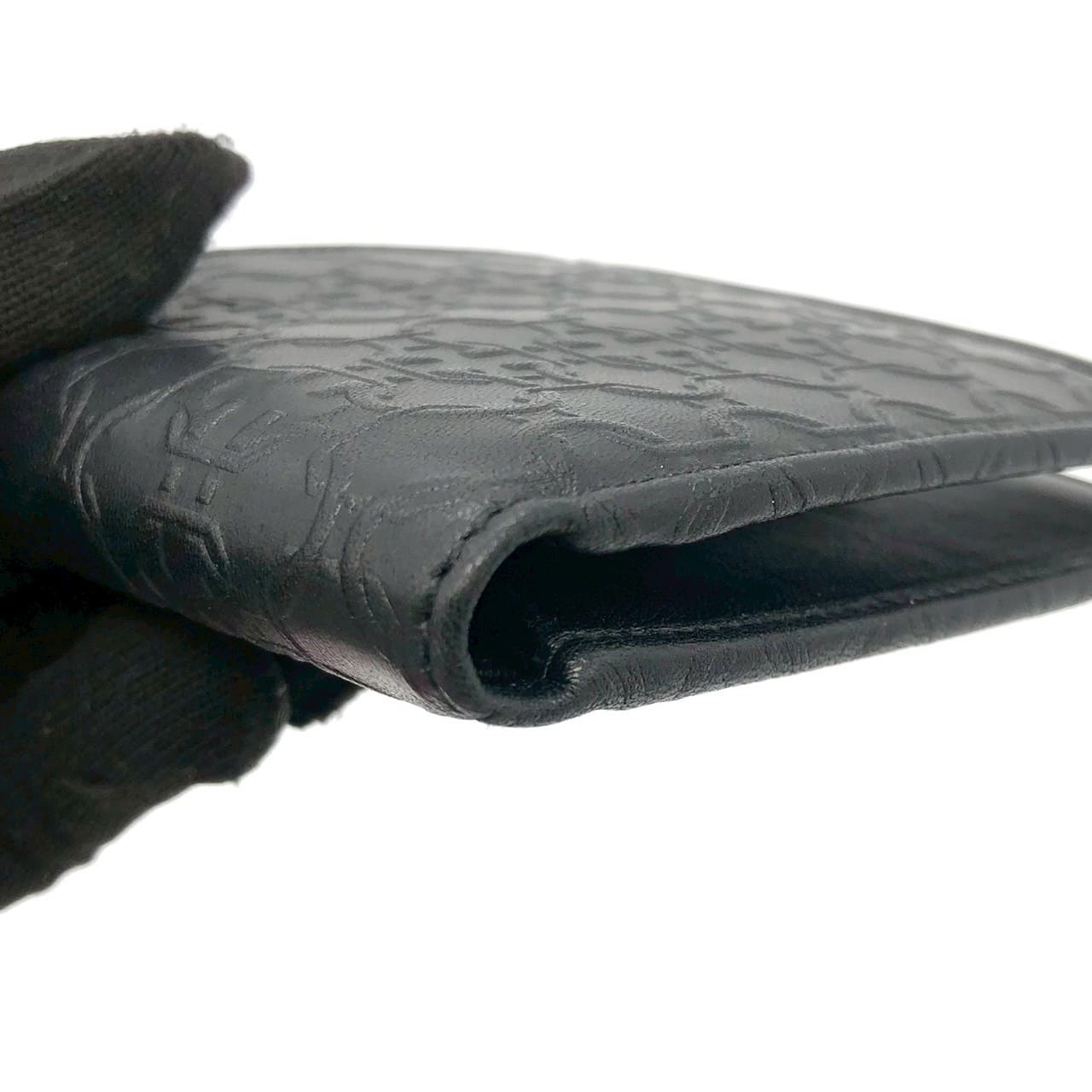 Salvatore Ferragamo Gancini Bi-fold Wallet Leather Black Pre-owned