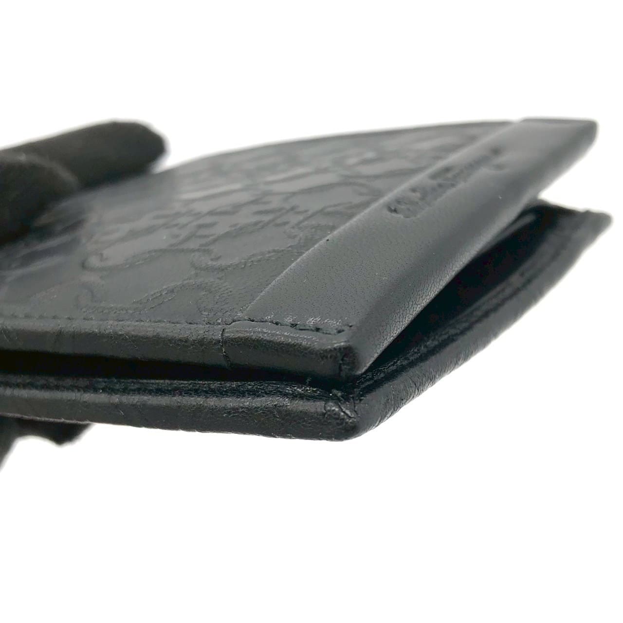 Salvatore Ferragamo Gancini Bi-fold Wallet Leather Black Pre-owned