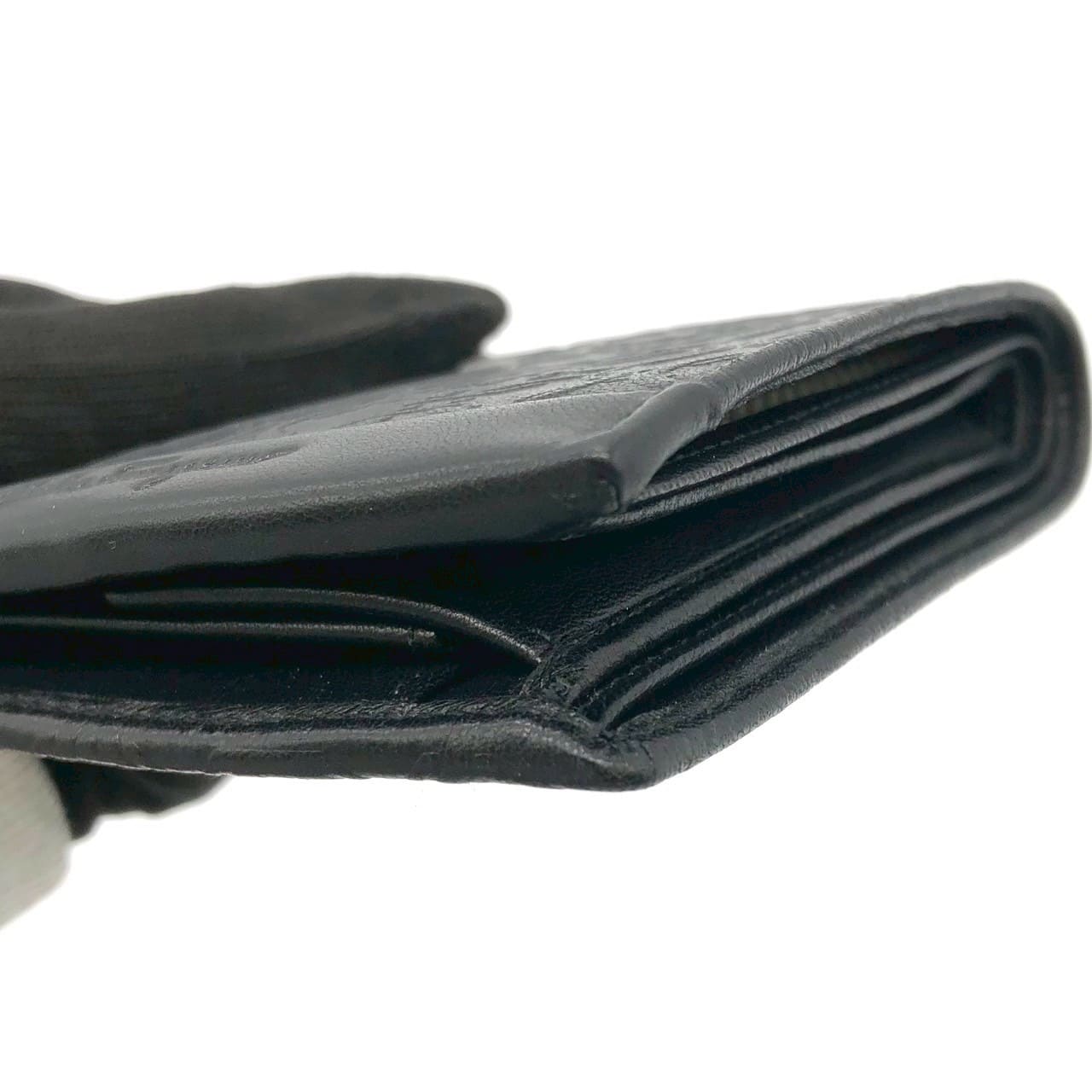 Salvatore Ferragamo Gancini Bi-fold Wallet Leather Black Pre-owned