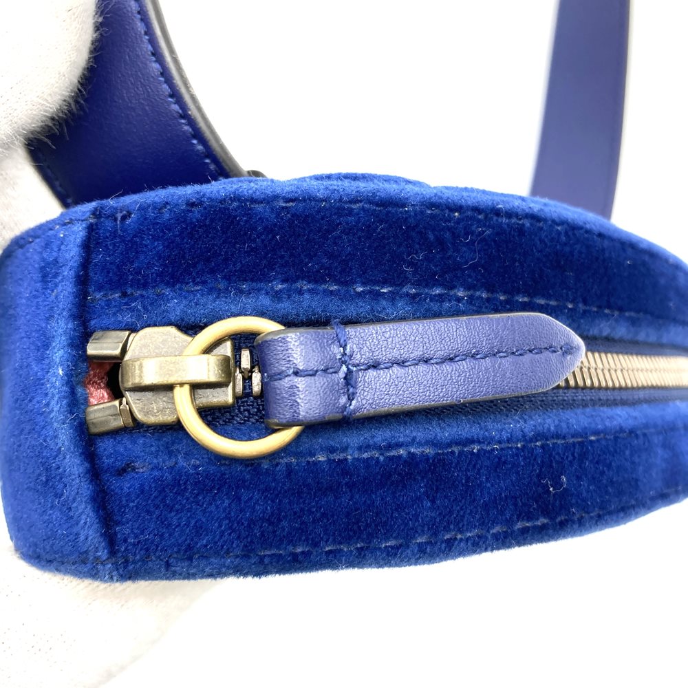 GUCCI 476434 GG Marmont Waist Bag, Waist Pouch, Body Bag, Velour, Navy, Women's & Men's PRE-OWNED
