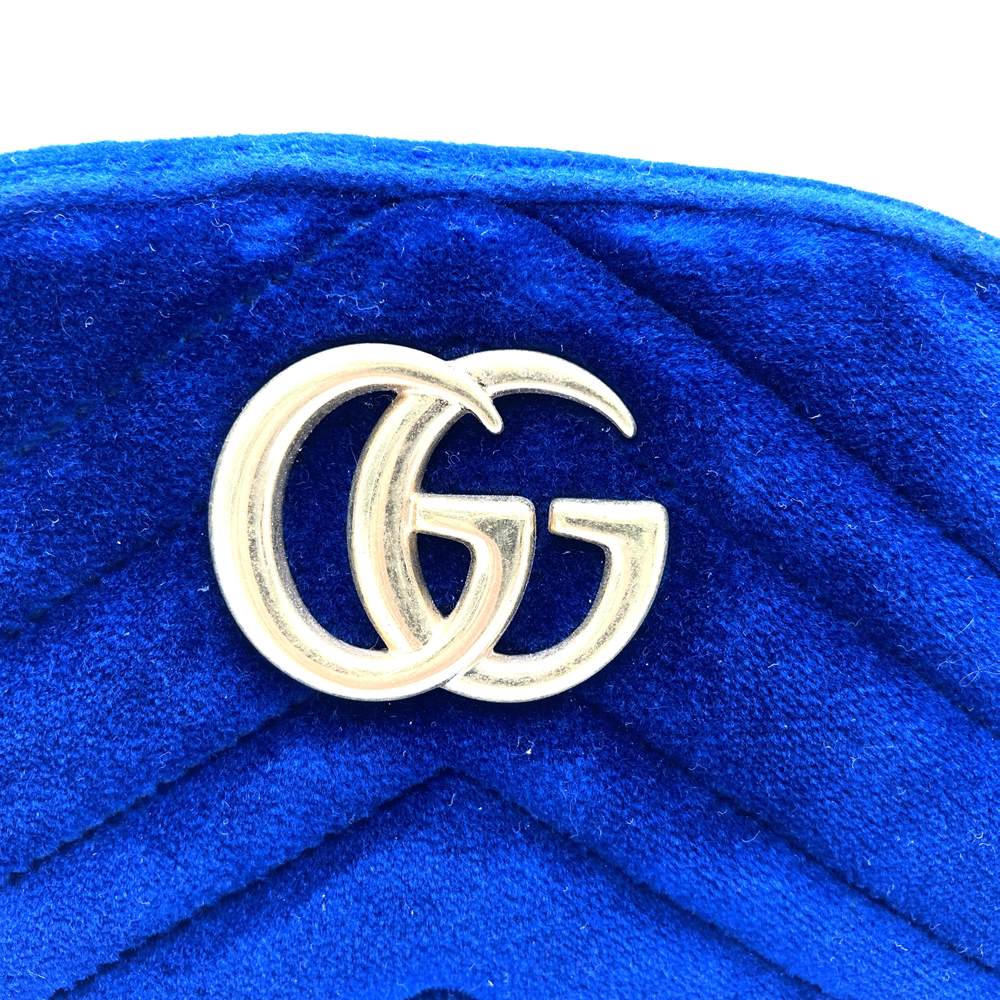 GUCCI 476434 GG Marmont Waist Bag, Waist Pouch, Body Bag, Velour, Navy, Women's & Men's PRE-OWNED