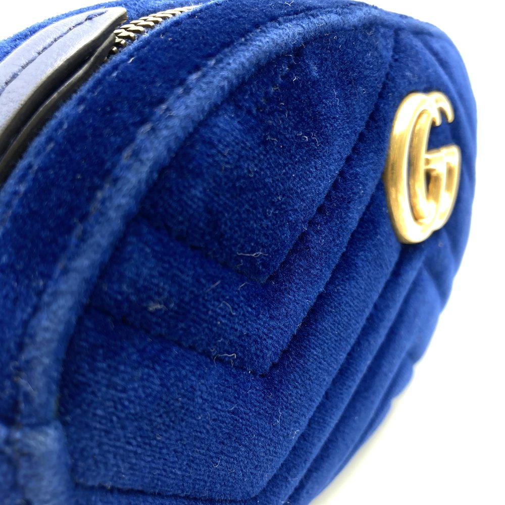 GUCCI 476434 GG Marmont Waist Bag, Waist Pouch, Body Bag, Velour, Navy, Women's & Men's PRE-OWNED
