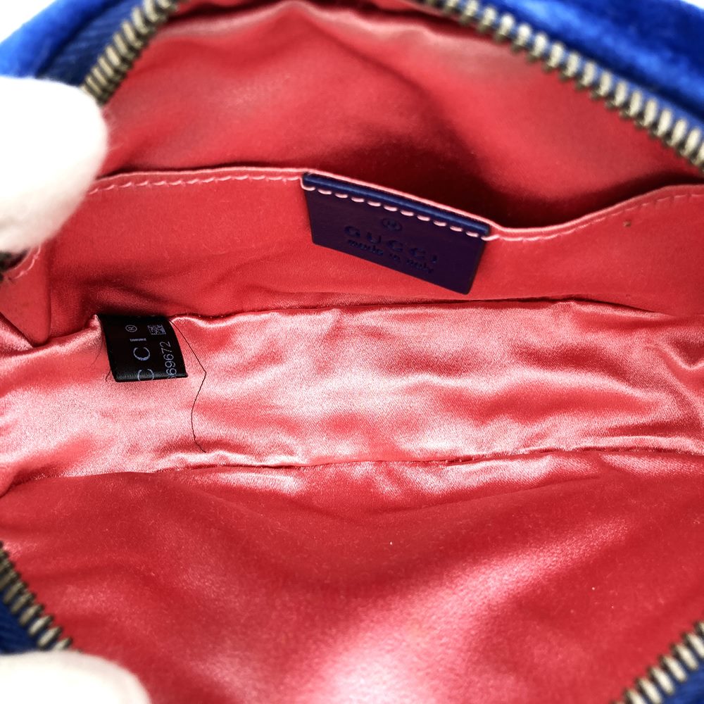 GUCCI 476434 GG Marmont Waist Bag, Waist Pouch, Body Bag, Velour, Navy, Women's & Men's PRE-OWNED