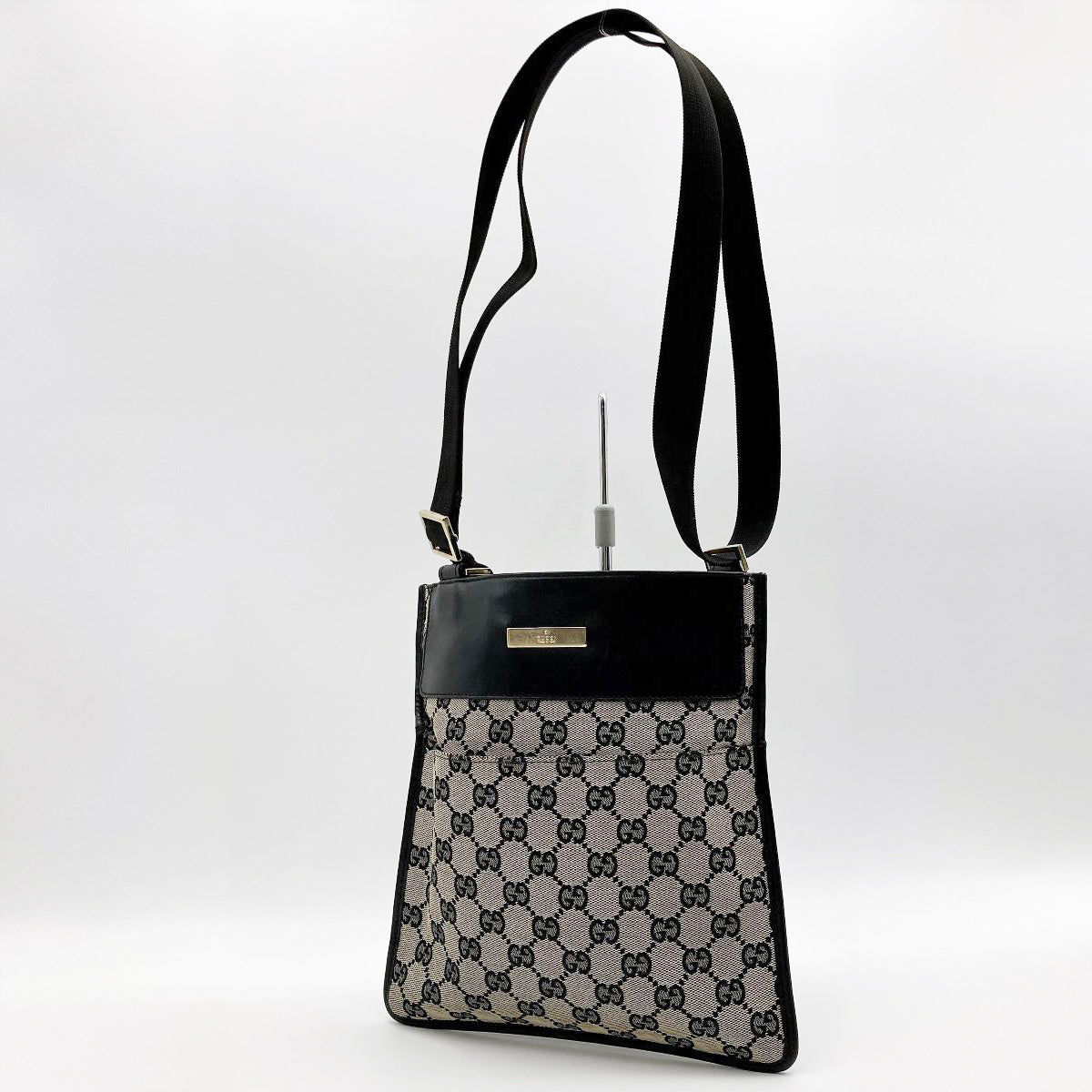 Gucci 019 0348 Shoulder Bag GG Canvas Black Pre-owned