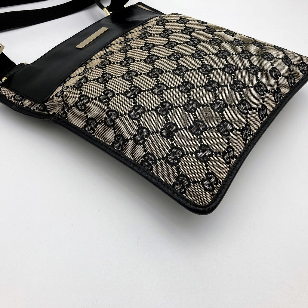 Gucci 019 0348 Shoulder Bag GG Canvas Black Pre-owned