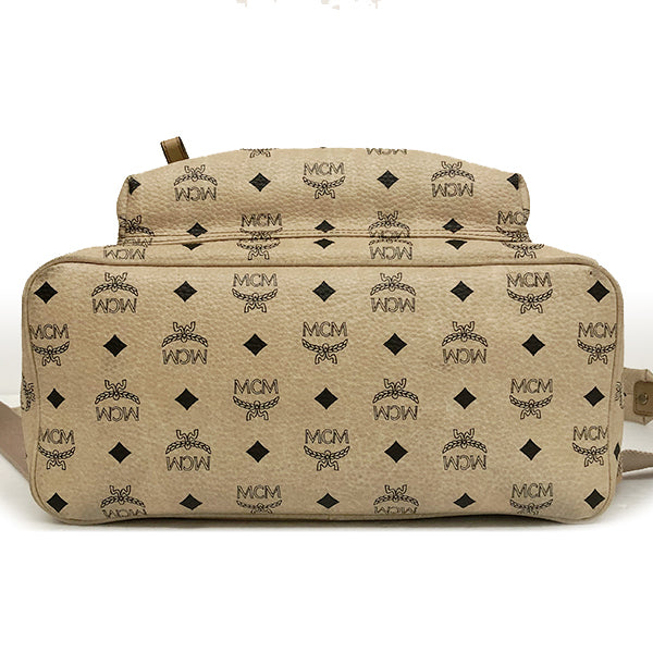 MCM Studded Backpack/Daypack Visetos Leather Beige Pre-owned