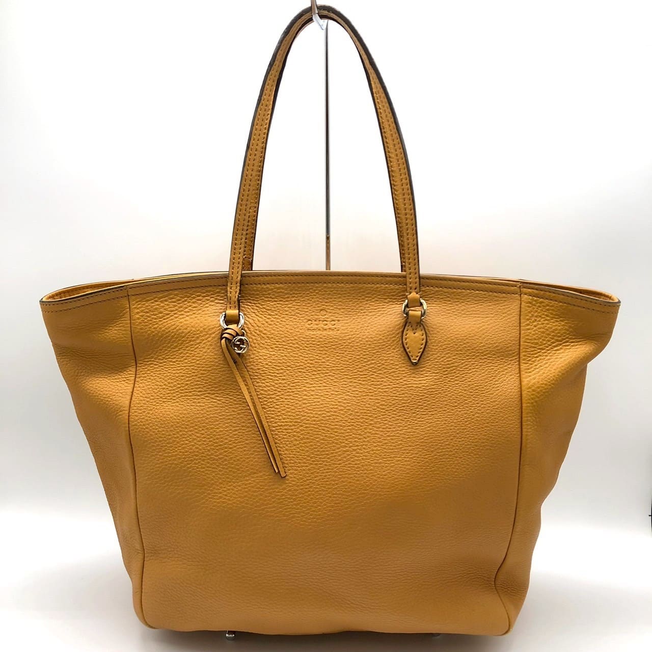 GUCCI 323671 Tote Bag, Interlocking G, Leather, Tassel, Yellow, Women's, Vintage, Brand, Fashion, PRE-OWNED