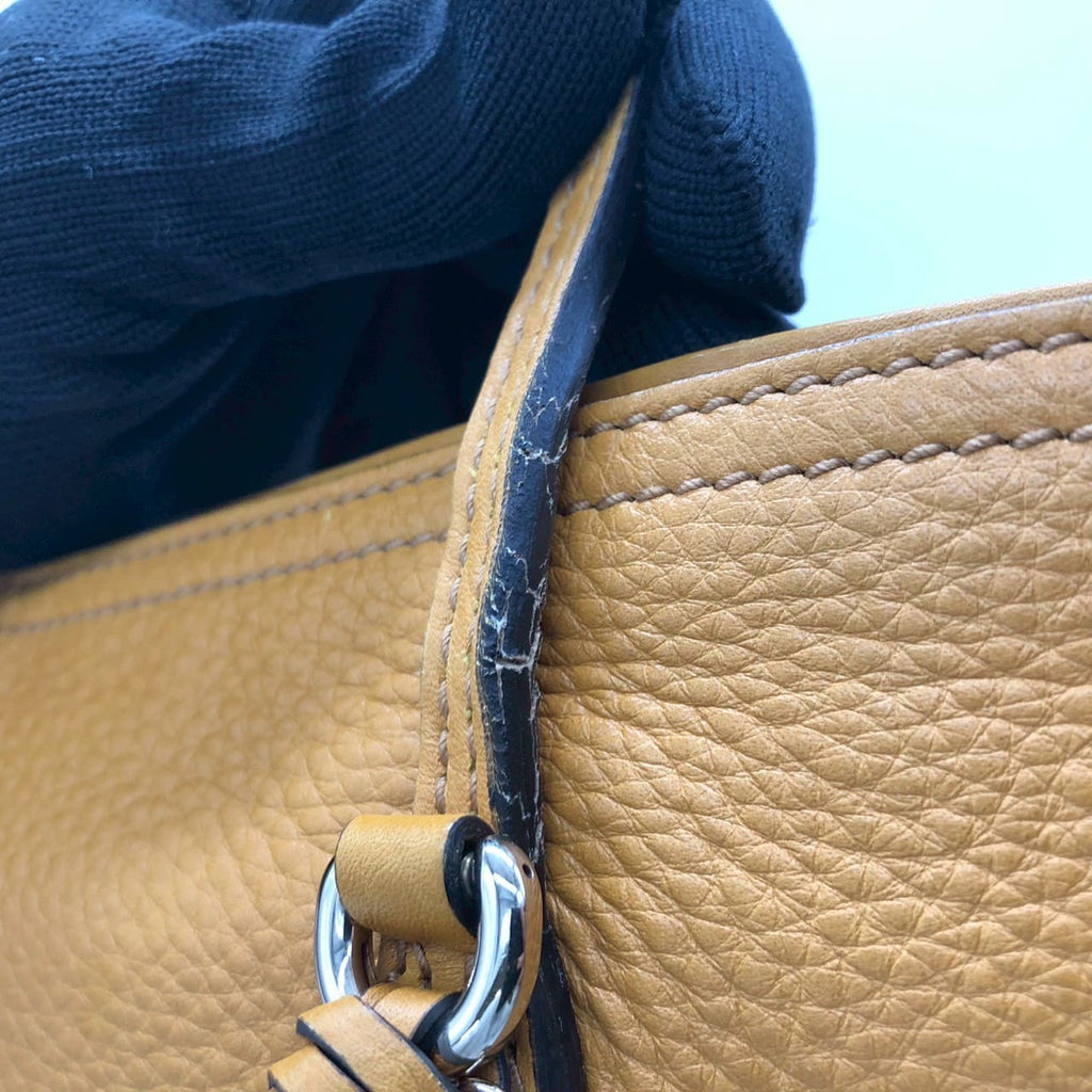 GUCCI 323671 Tote Bag, Interlocking G, Leather, Tassel, Yellow, Women's, Vintage, Brand, Fashion, PRE-OWNED