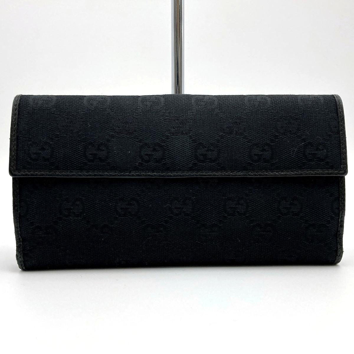 Gucci 141430 New Jackie Long Wallet GG Canvas Black Pre-owned