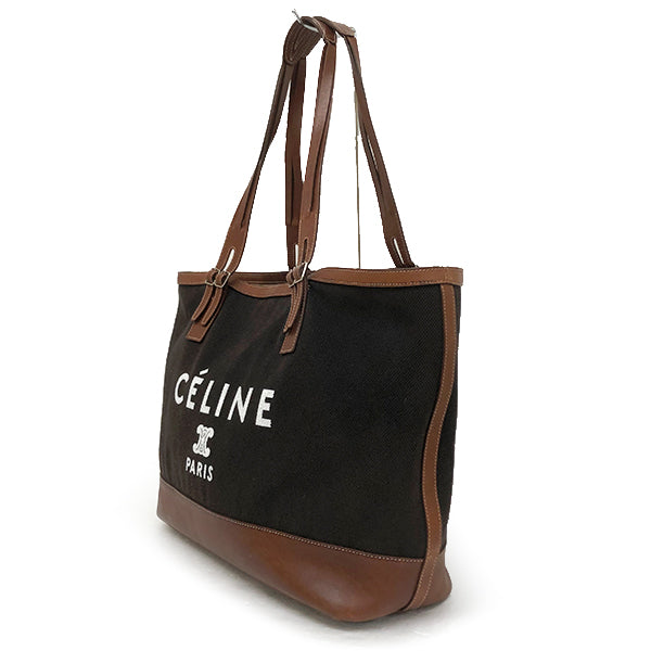 Celine S-SN-1120/S-PA-1011 Tote Bag/Shoulder Bag Canvas/Leather Black/Brown Pre-owned