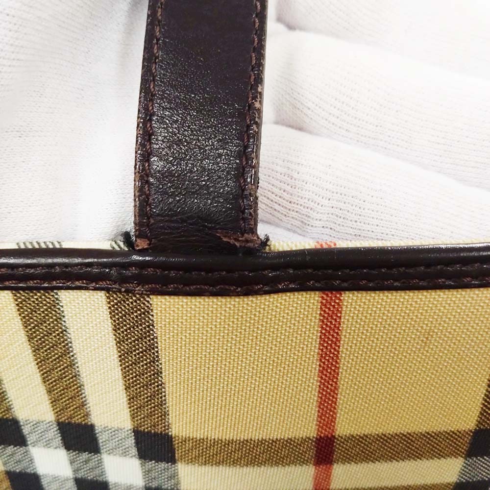 BURBERRY Burberry Tote Bag Handbag Beige Nova Check Nylon Leather Women's PRE-OWNED