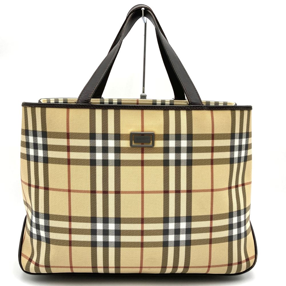BURBERRY Burberry Tote Bag Handbag Beige Nova Check Nylon Leather Women's PRE-OWNED