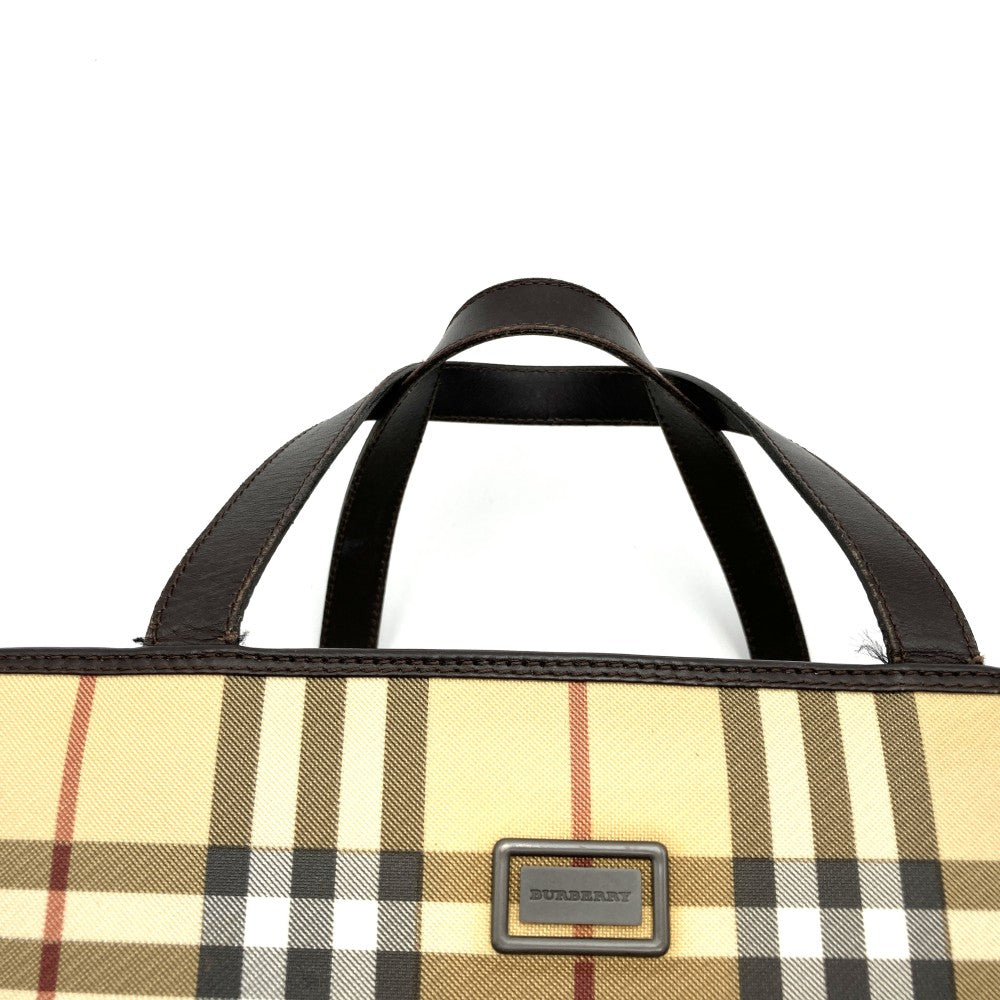 BURBERRY Burberry Tote Bag Handbag Beige Nova Check Nylon Leather Women's PRE-OWNED