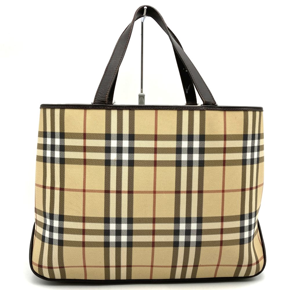 BURBERRY Burberry Tote Bag Handbag Beige Nova Check Nylon Leather Women's PRE-OWNED