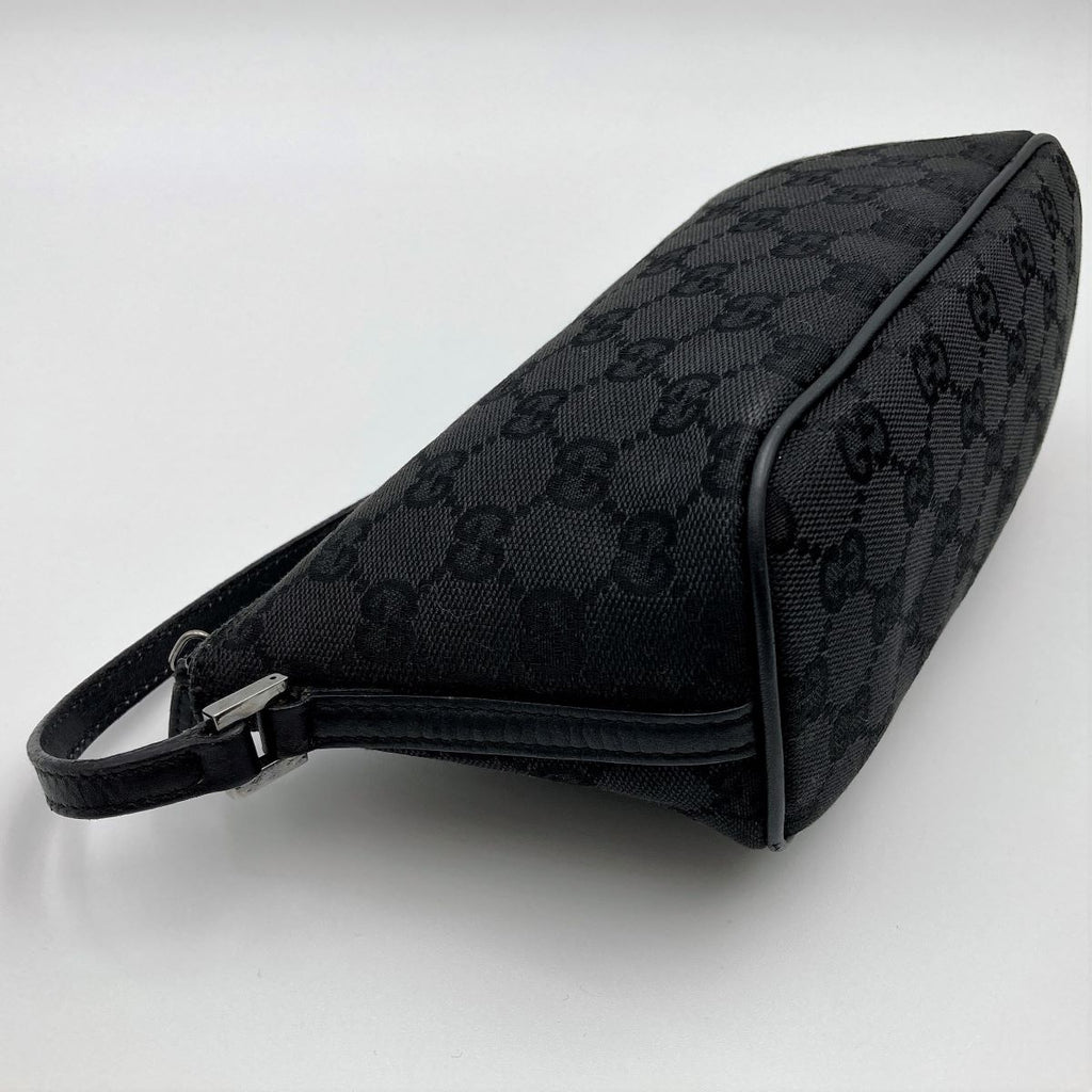 Gucci 07198 Accessory Pouch GG Canvas Black Pre-owned