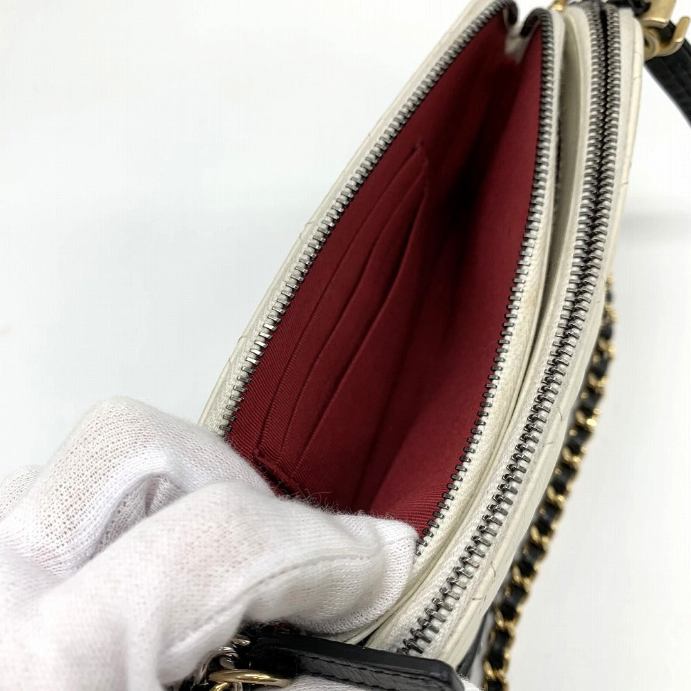 Chanel Gabriel Chain Wallet/Mini Shoulder Bag Leather White/Black Pre-owned