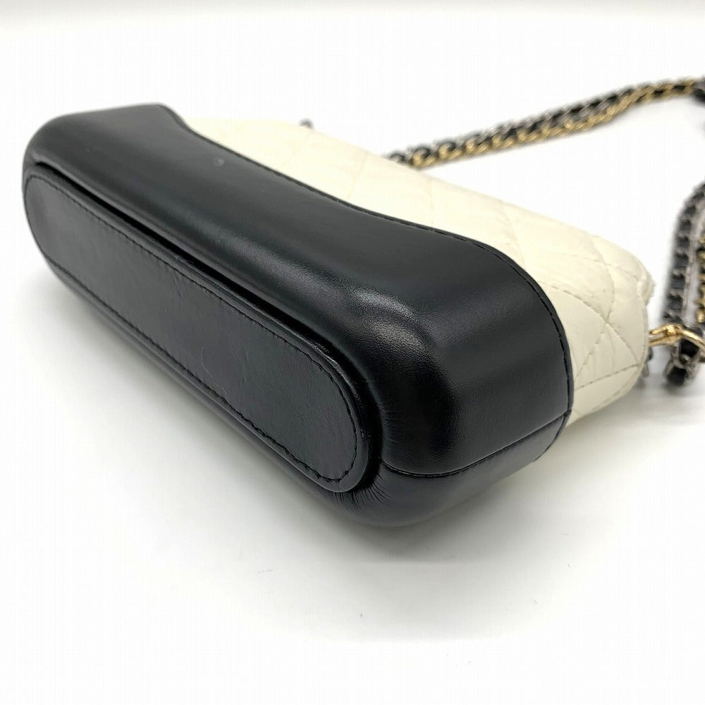 Chanel Gabriel Chain Wallet/Mini Shoulder Bag Leather White/Black Pre-owned