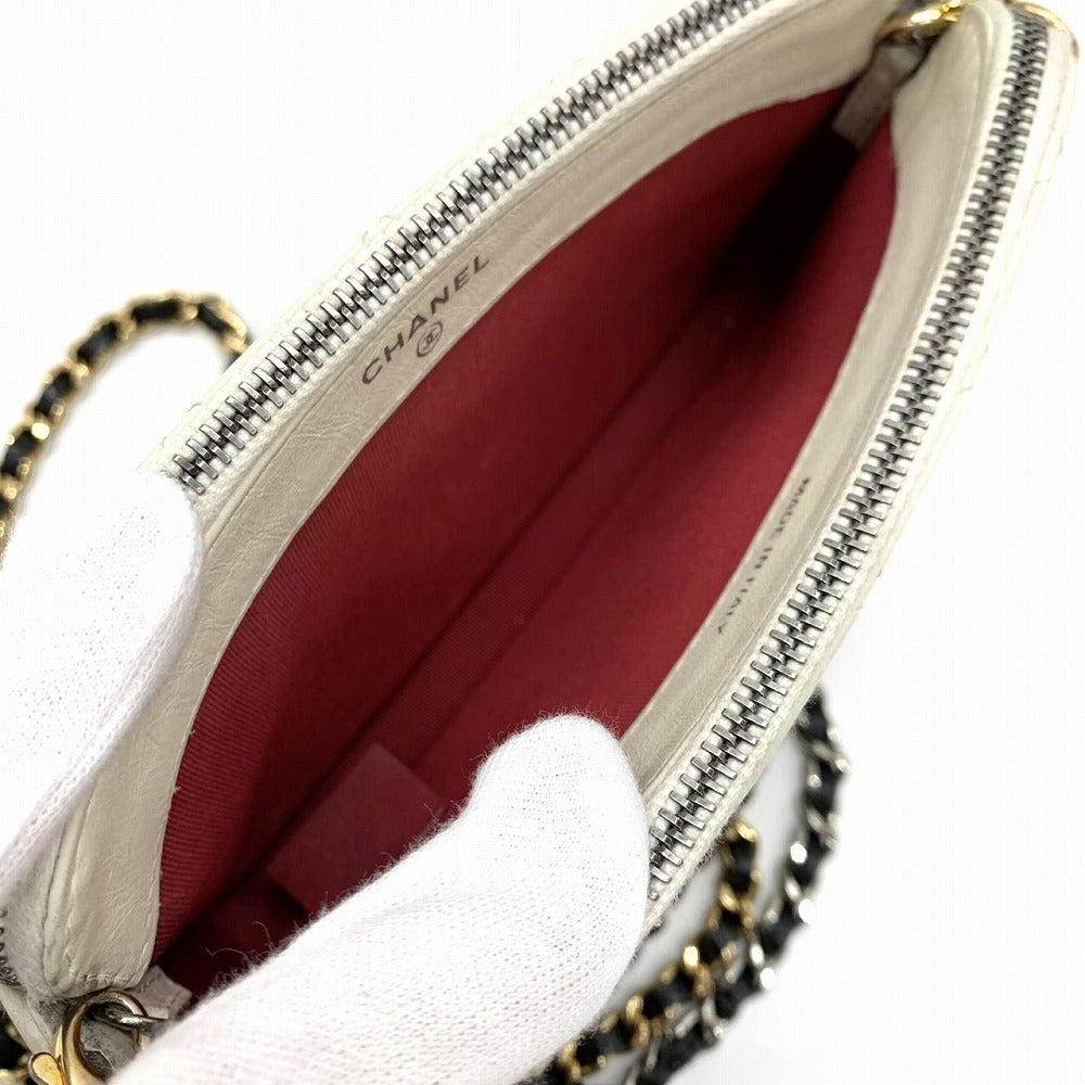 Chanel Gabriel Chain Wallet/Mini Shoulder Bag Leather White/Black Pre-owned