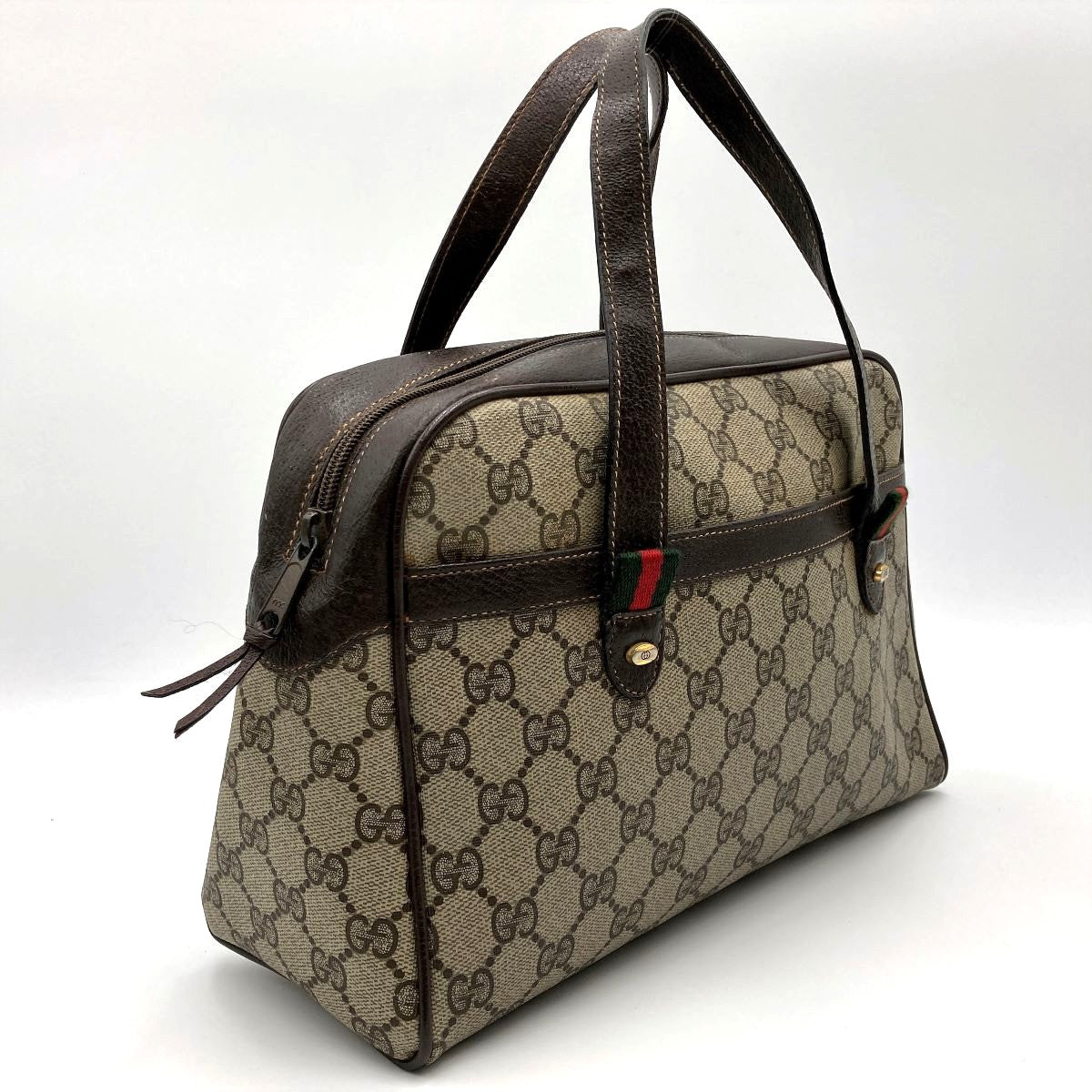 Gucci 39 02 053 Sherry Line Handbag GG Supreme PVC Brown Pre-owned