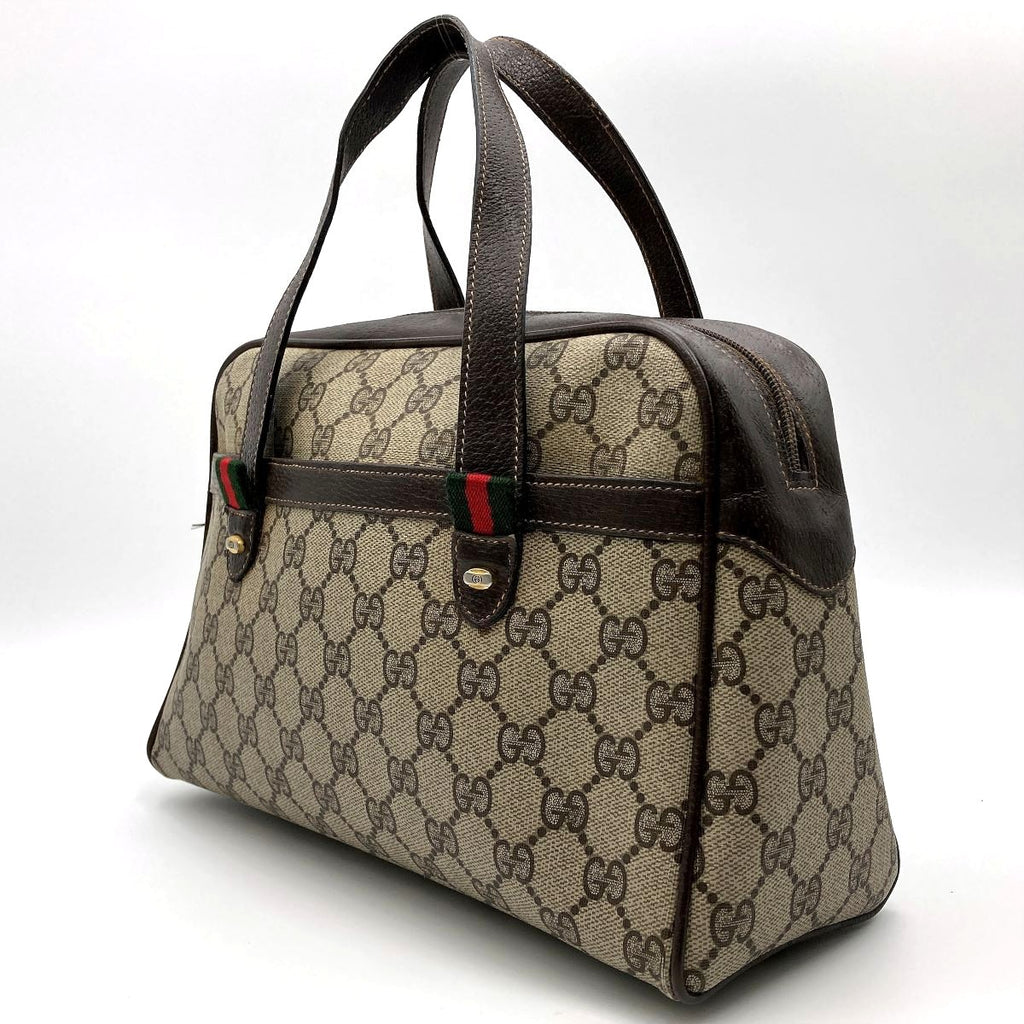 Gucci 39 02 053 Sherry Line Handbag GG Supreme PVC Brown Pre-owned