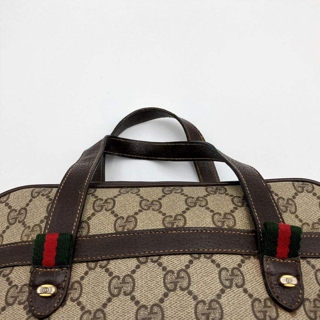 Gucci 39 02 053 Sherry Line Handbag GG Supreme PVC Brown Pre-owned