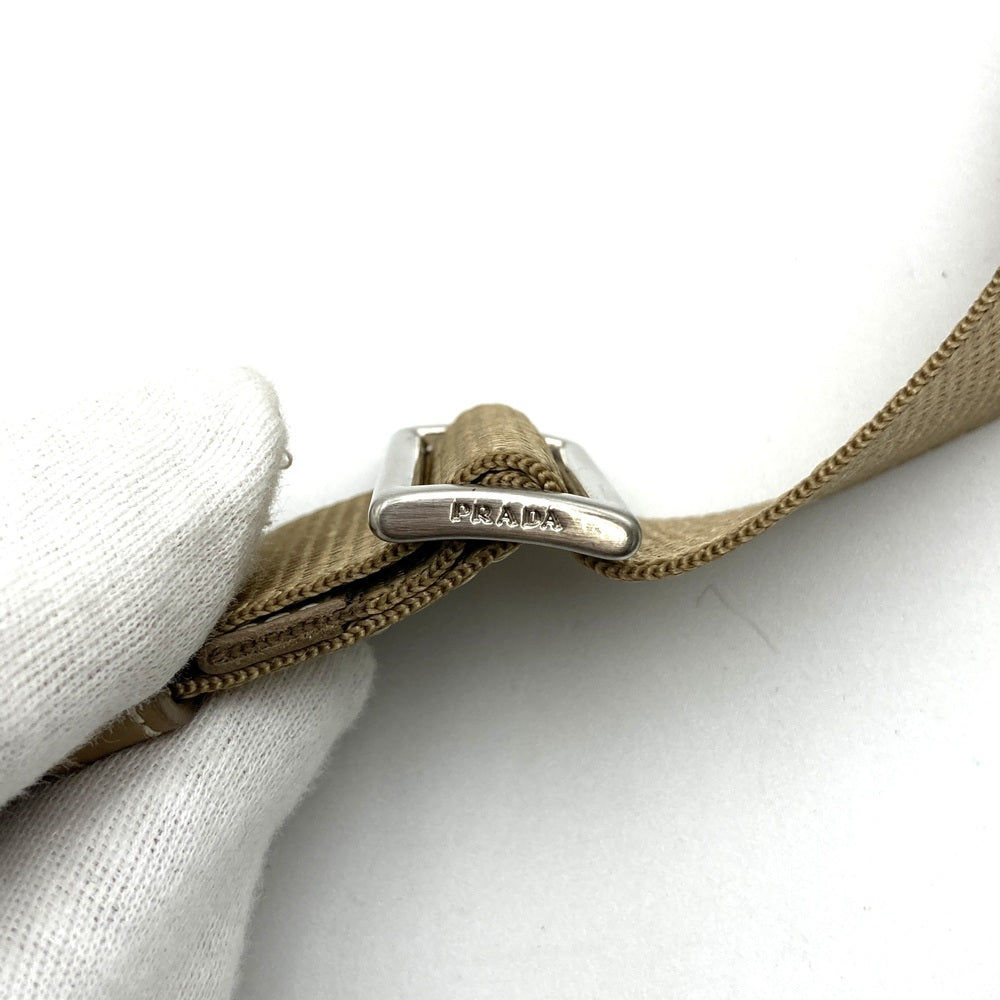 PRADA Prada Shoulder Bag Nylon Leather Beige Triangle Logo Women's Men's Fashion PRE-OWNED