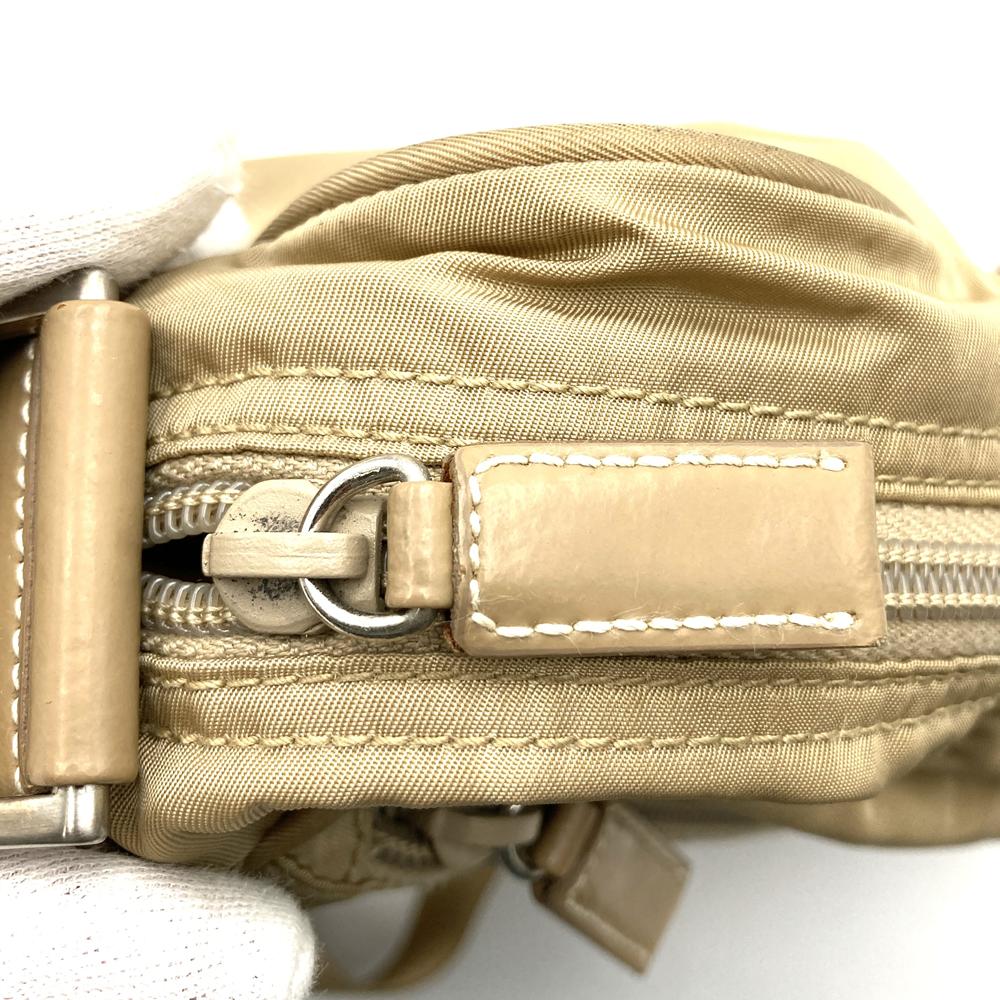 PRADA Prada Shoulder Bag Nylon Leather Beige Triangle Logo Women's Men's Fashion PRE-OWNED