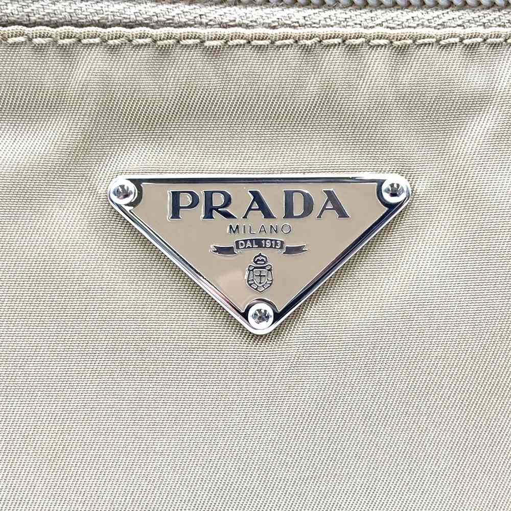 PRADA Prada Shoulder Bag Nylon Leather Beige Triangle Logo Women's Men's Fashion PRE-OWNED