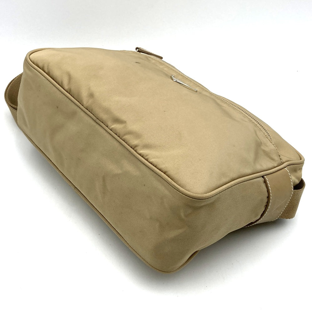 PRADA Prada Shoulder Bag Nylon Leather Beige Triangle Logo Women's Men's Fashion PRE-OWNED