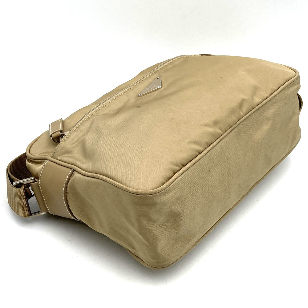 PRADA Prada Shoulder Bag Nylon Leather Beige Triangle Logo Women's Men's Fashion PRE-OWNED
