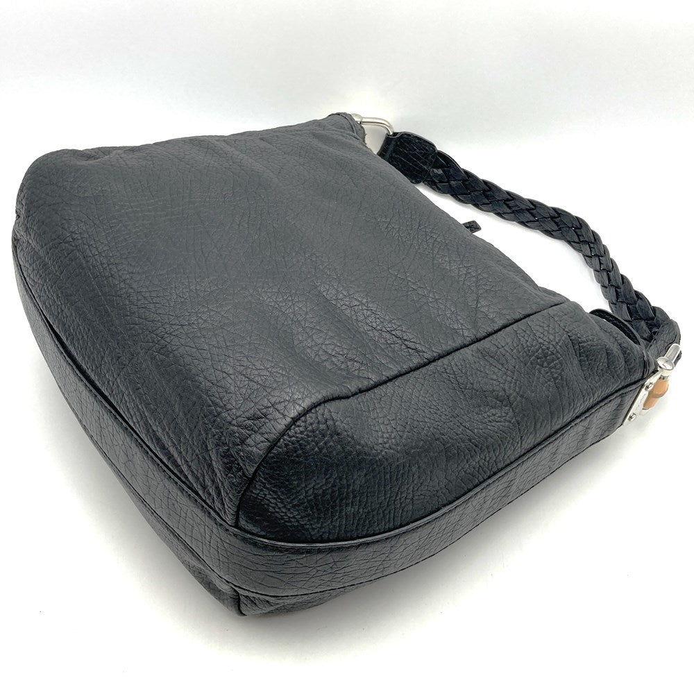 Gucci 257090 Bamboo Handbag/Shoulder Bag Leather Black Pre-owned